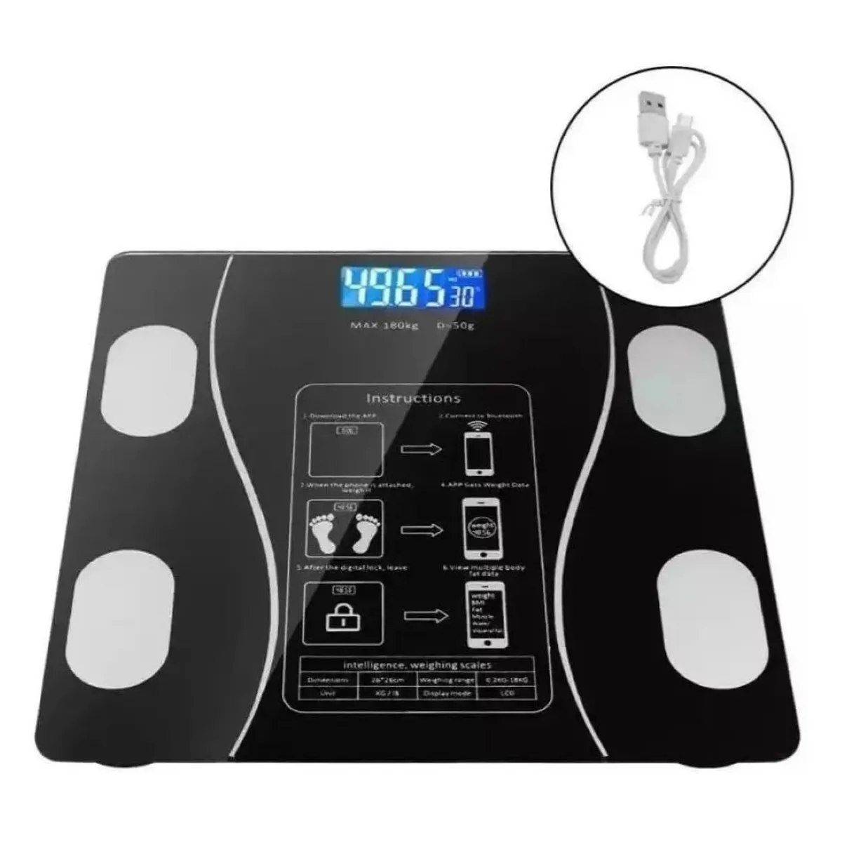Báscula Bluetooth carga USB