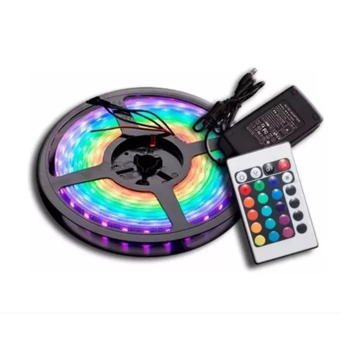 Cinta RGB 5 mtrs conexión toma corriente
