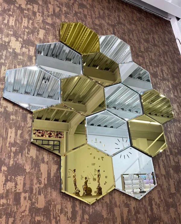 Espejo Exagonal X12 Piezas De 26cm