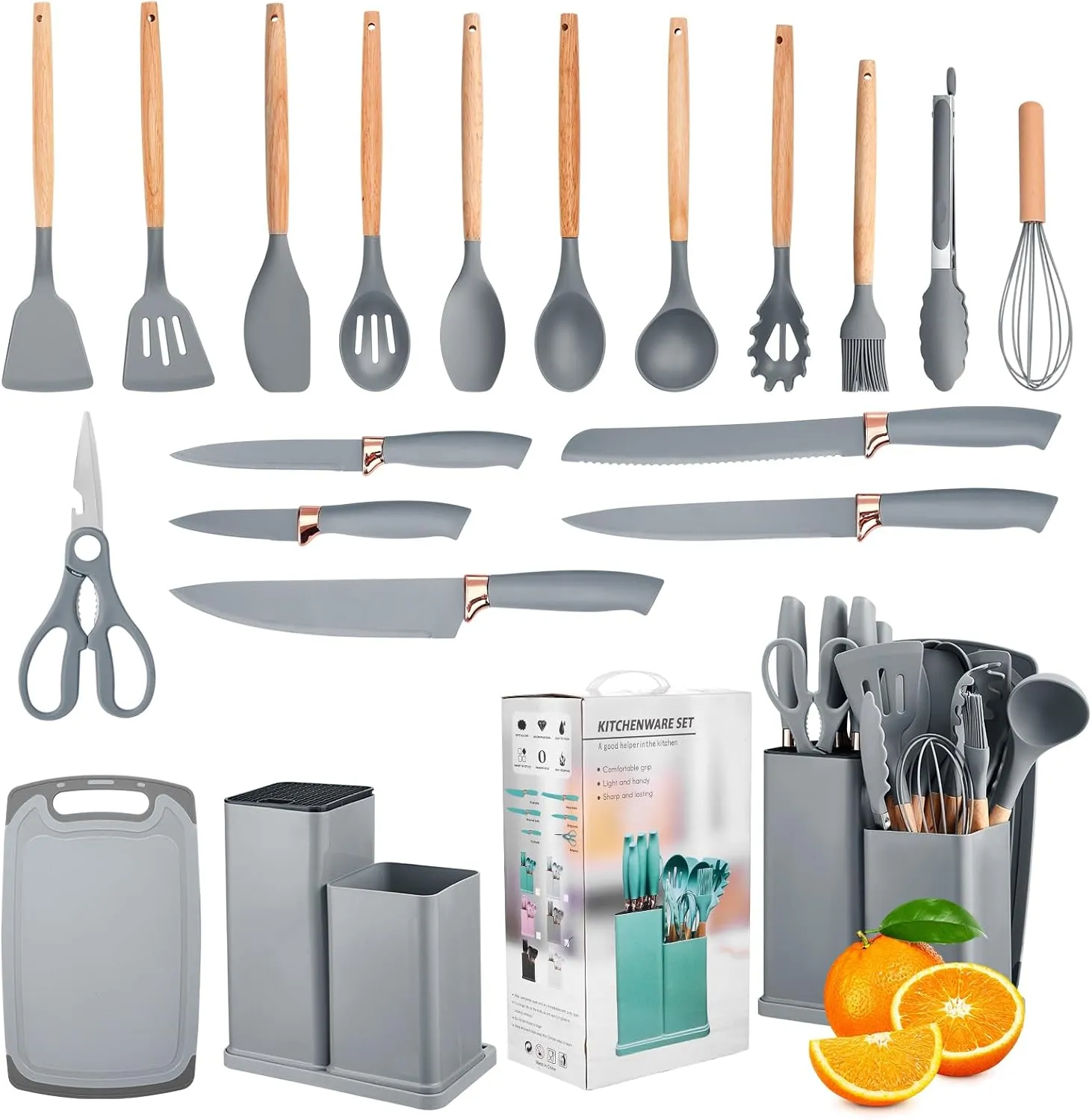 Set Kit Juego Utensilios Cocina Con Tabla